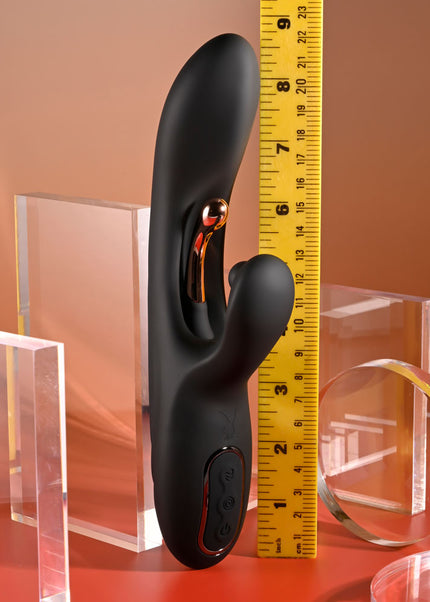 Playboy Pleasure AUREUS - Black 22.7 cm USB Rechargeable Rabbit Vibrator with Internal Flicker