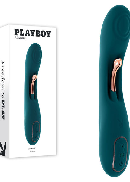 Playboy Pleasure AURELIE - Green 22.7 cm USB Rechargeable Vibrator with Internal Flicker