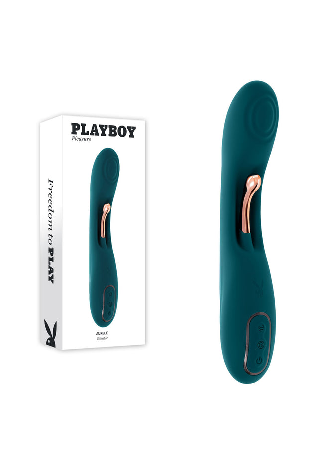 Playboy Pleasure AURELIE - Green 22.7 cm USB Rechargeable Vibrator with Internal Flicker