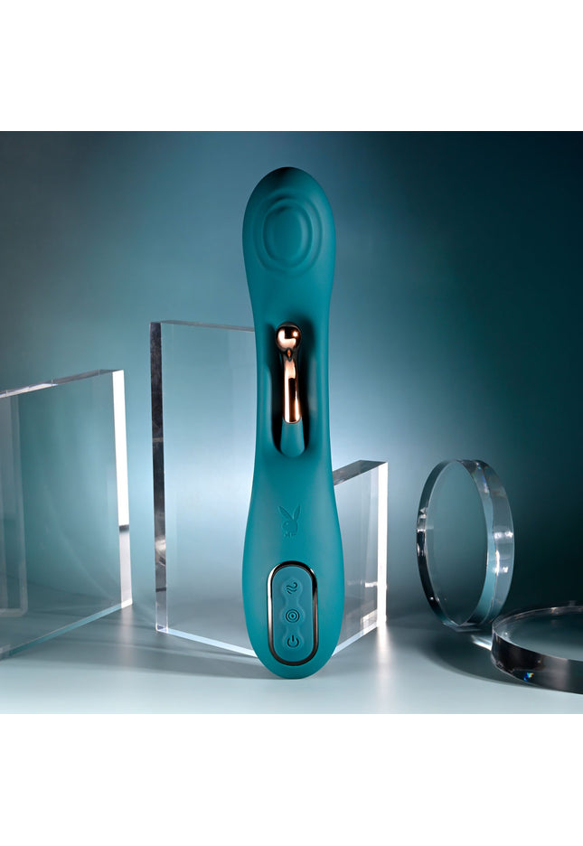 Playboy Pleasure AURELIE - Green 22.7 cm USB Rechargeable Vibrator with Internal Flicker