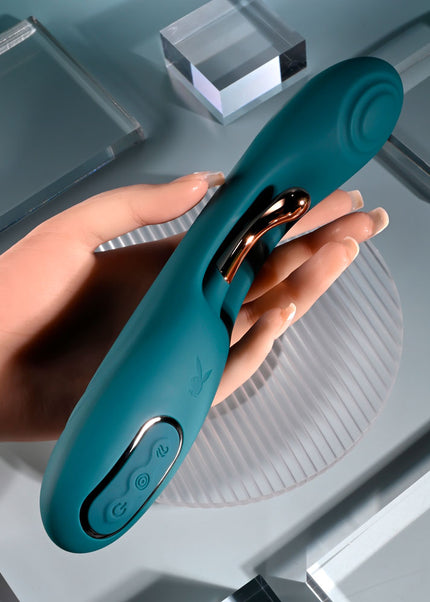 Playboy Pleasure AURELIE - Green 22.7 cm USB Rechargeable Vibrator with Internal Flicker