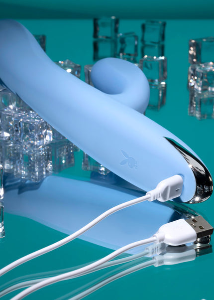Playboy Pleasure UP AND AWAY - Blue 26.7 cm USB Rechargeable Rabbit Vibrator