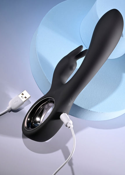 Playboy Pleasure LATE NIGHT BUNNY - Black 20 cm USB Rechargeable Rabbit Vibrator