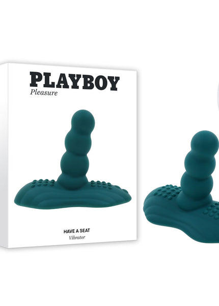 Playboy Pleasure HAVE A SEAT - Green USB Rechargeable Rideable Vibrator and Grinder Pad with Remote