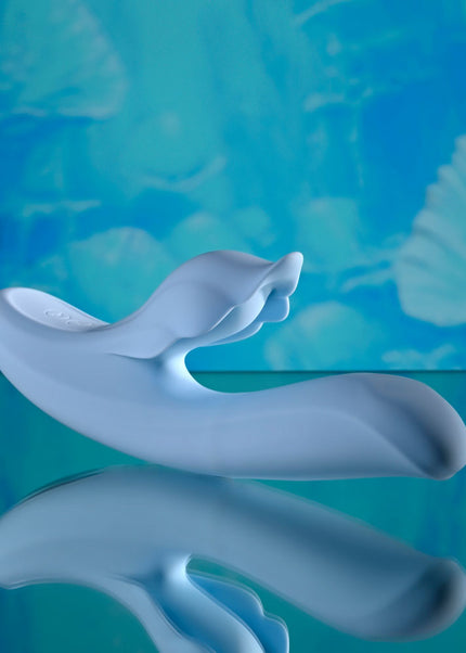 Playboy Pleasure IN BLOOM - Blue 23.5 cm USB Rechargeable Thrusting Tapping & Heating Dual Vibrator