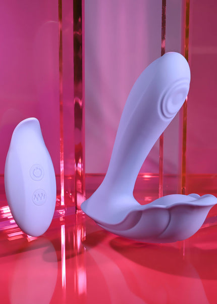 Playboy Pleasure LILAC FANTASY - Purple 13.5 cm USB Rechargeable Tapping Vibrator with Remote