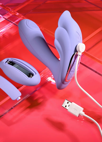 Playboy Pleasure LILAC FANTASY - Purple 13.5 cm USB Rechargeable Tapping Vibrator with Remote