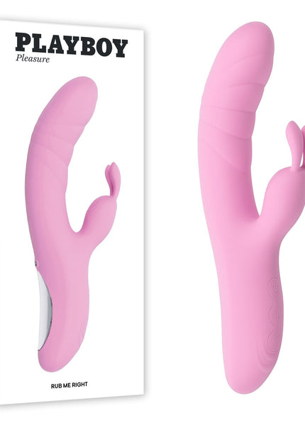 Playboy Pleasure RUB ME RIGHT - Pink 23.2 cm USB Rechargeable Thrusting Rabbit Vibrator