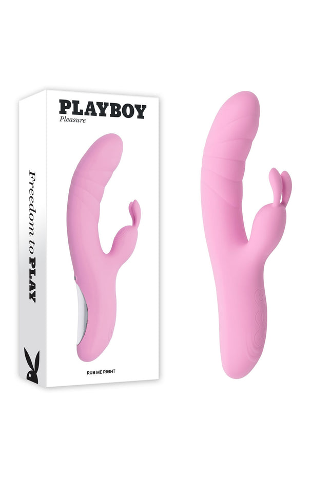Playboy Pleasure RUB ME RIGHT - Pink 23.2 cm USB Rechargeable Thrusting Rabbit Vibrator