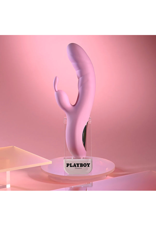 Playboy Pleasure RUB ME RIGHT - Pink 23.2 cm USB Rechargeable Thrusting Rabbit Vibrator