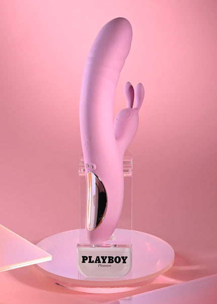 Playboy Pleasure RUB ME RIGHT - Pink 23.2 cm USB Rechargeable Thrusting Rabbit Vibrator