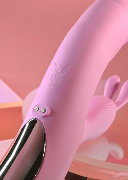 Playboy Pleasure RUB ME RIGHT - Pink 23.2 cm USB Rechargeable Thrusting Rabbit Vibrator