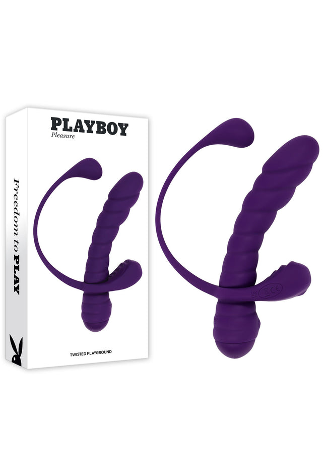 Playboy Pleasure TWISTED PLAYGROUND - Purple USB Rechargeable Vibrator and Cock Ring Kit