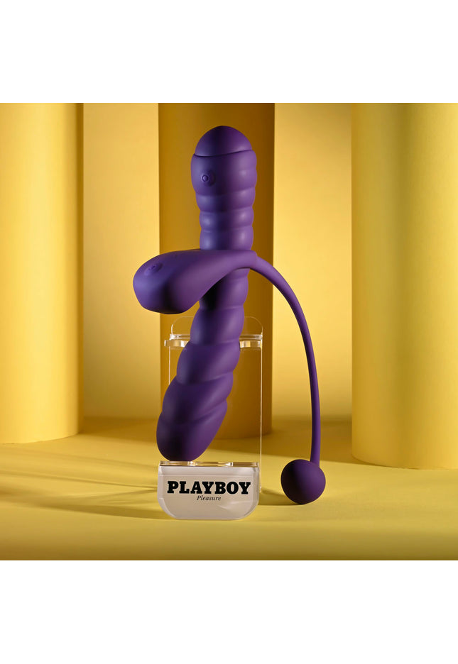 Playboy Pleasure TWISTED PLAYGROUND - Purple USB Rechargeable Vibrator and Cock Ring Kit