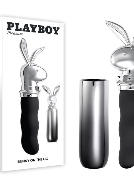 Playboy Pleasure BUNNY ON THE GO - Black/Chrome 18.6 cm USB-C Rechargeable Vibrator
