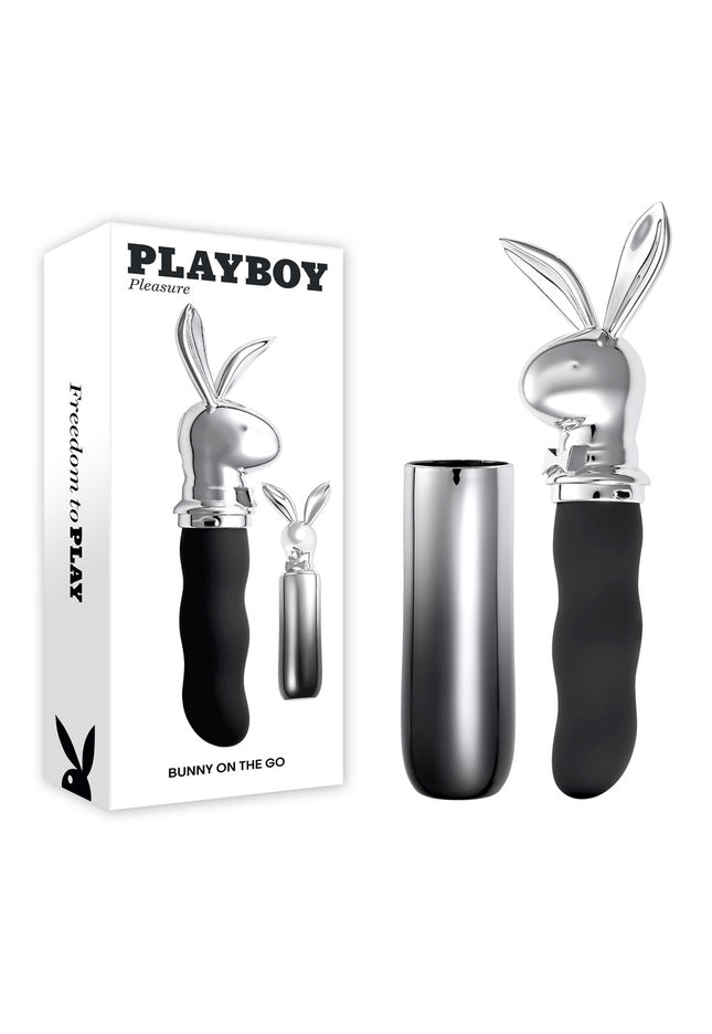 Playboy Pleasure BUNNY ON THE GO - Black/Chrome 18.6 cm USB-C Rechargeable Vibrator