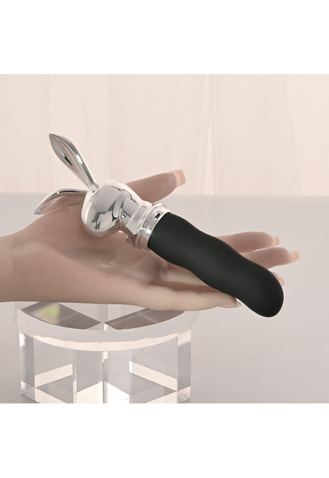 Playboy Pleasure BUNNY ON THE GO - Black/Chrome 18.6 cm USB-C Rechargeable Vibrator