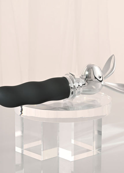 Playboy Pleasure BUNNY ON THE GO - Black/Chrome 18.6 cm USB-C Rechargeable Vibrator