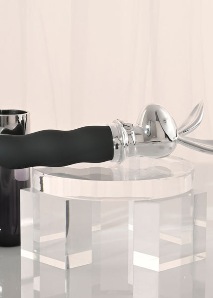 Playboy Pleasure BUNNY ON THE GO - Black/Chrome 18.6 cm USB-C Rechargeable Vibrator