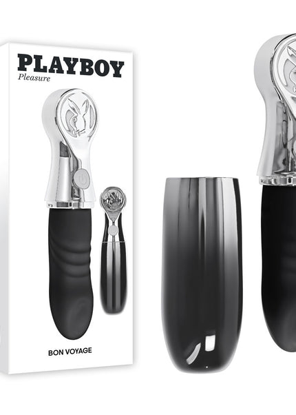 Playboy Pleasure BON VOYAGE - Black/Chrome 18.7 cm USB-C Rechargeable Tapping Vibrator
