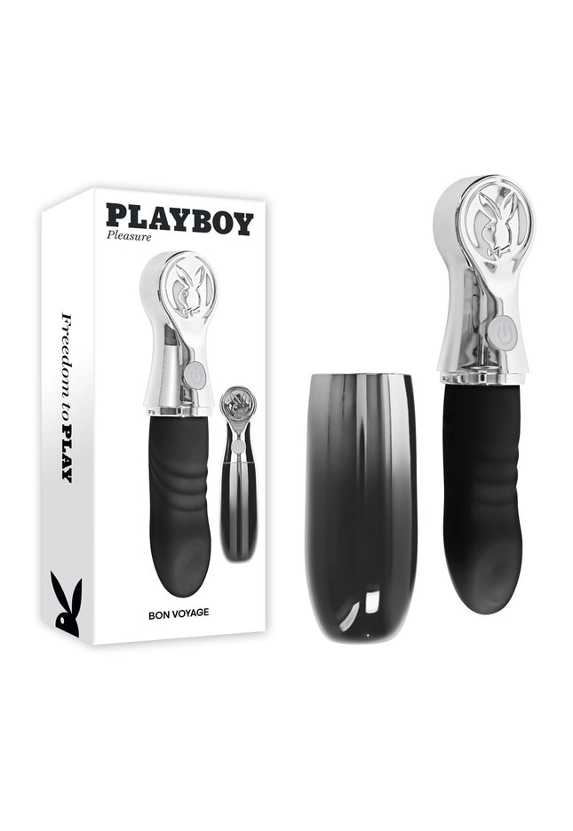 Playboy Pleasure BON VOYAGE - Black/Chrome 18.7 cm USB-C Rechargeable Tapping Vibrator