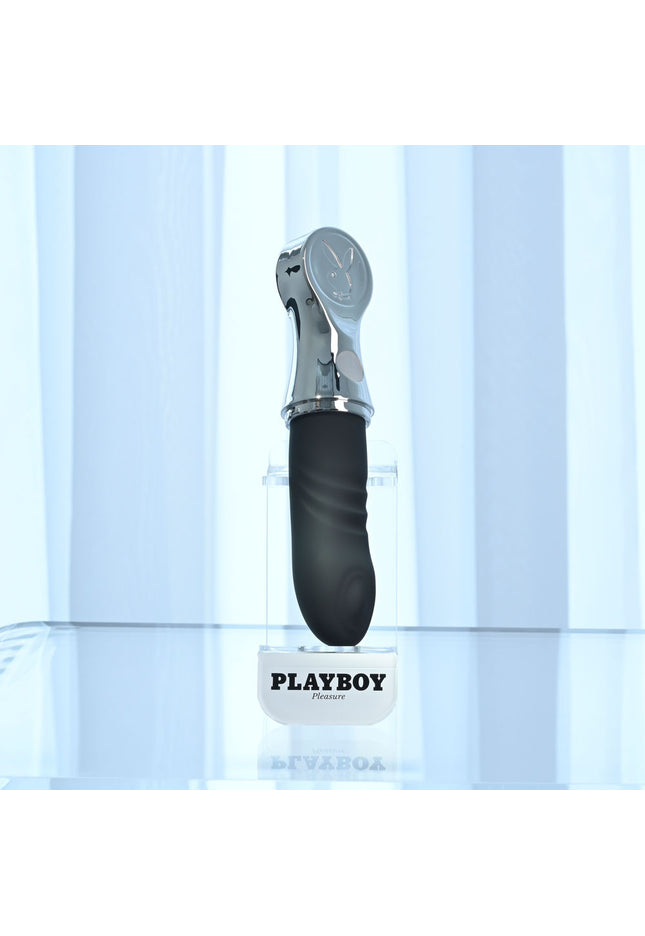 Playboy Pleasure BON VOYAGE - Black/Chrome 18.7 cm USB-C Rechargeable Tapping Vibrator