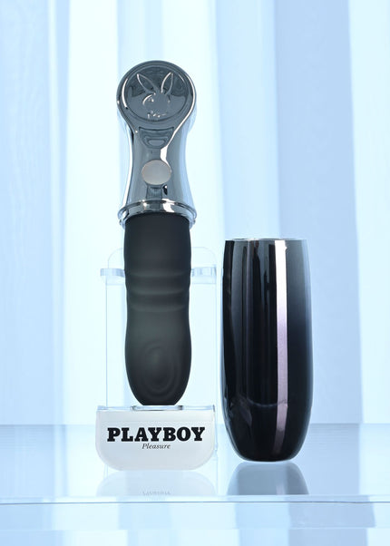 Playboy Pleasure BON VOYAGE - Black/Chrome 18.7 cm USB-C Rechargeable Tapping Vibrator