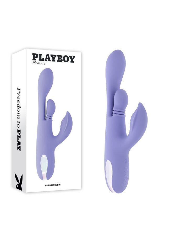 Playboy Pleasure NUBBIN RUBBIN - Purple 24.1 cm USB Rechargeable Thrusting Rabbit Vibrator