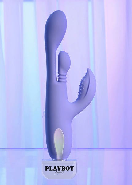 Playboy Pleasure NUBBIN RUBBIN - Purple 24.1 cm USB Rechargeable Thrusting Rabbit Vibrator