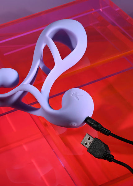 Playboy Pleasure FANTASY CAGE - Purple USB Rechargeable Vibrating Penis Sleeve