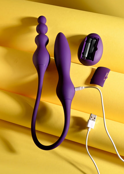 Playboy Pleasure THIS & THAT - Purple 60 cm USB Rechargeable Flexible Dual Ended Vibrator