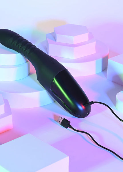 Playboy Pleasure OVERDRIVE - Black 28.2 cm USB Rechargeable Thrusting Vibrator