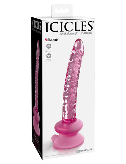 Icicles #86 - Pink 17 cm Glass Dong with Suction Base