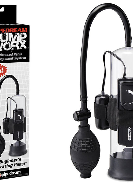 Pump Worx Beginner's Vibrating Pump - Clear/Black Vibrating Penis Pump