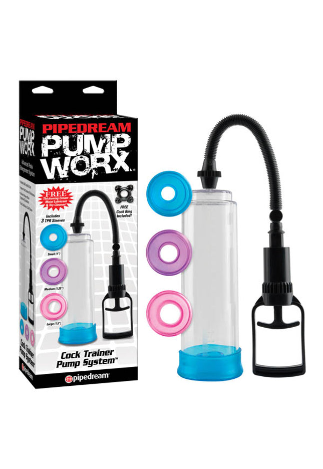 Pump Worx Cock Trainer Pump System - Clear Penis Pump with 3 Sleeves