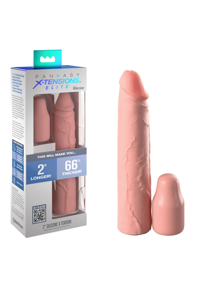 Fantasy X-Tensions Elite 2'' Silicone Extension - Flesh - Flesh 5.1 cm Penis Extender Sleeve