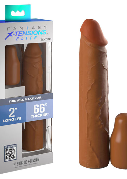 Fantasy X-Tensions Elite 2'' Silicone Extension - Tan - Tan 5.1 cm Penis Extender Sleeve