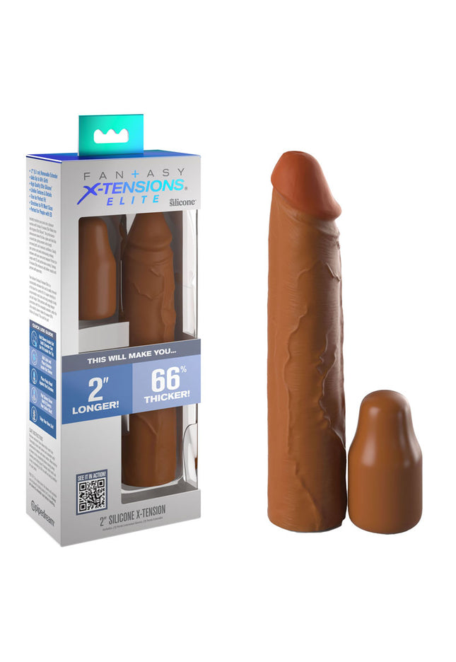 Fantasy X-Tensions Elite 2'' Silicone Extension - Tan - Tan 5.1 cm Penis Extender Sleeve