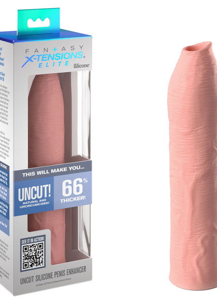 Fantasy X-Tensions Elite Uncut Silicone Penis Enhancer - Flesh - Flesh 17.8 cm Penis Sleeve