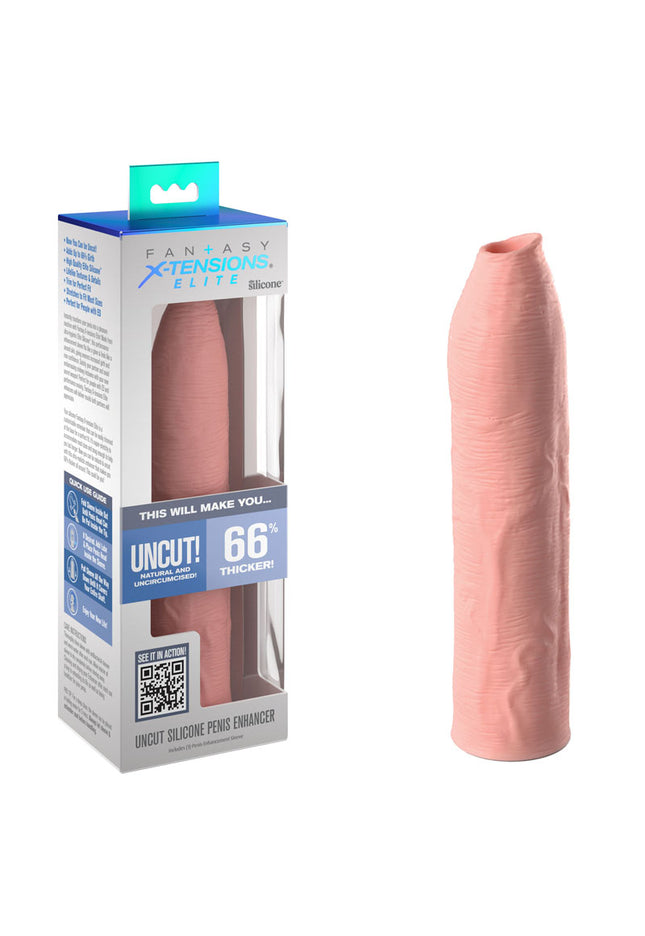 Fantasy X-Tensions Elite Uncut Silicone Penis Enhancer - Flesh - Flesh 17.8 cm Penis Sleeve