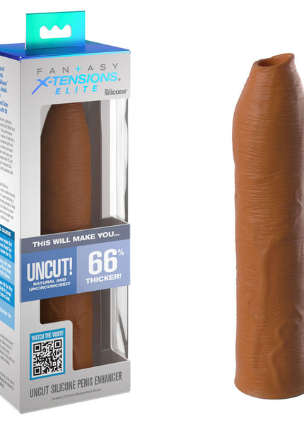 Fantasy X-Tensions Elite Uncut Silicone Penis Enhancer - Tan - Tan 17.8 cm Penis Sleeve