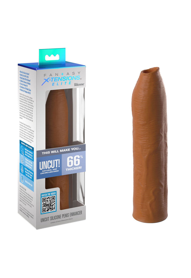 Fantasy X-Tensions Elite Uncut Silicone Penis Enhancer - Tan - Tan 17.8 cm Penis Sleeve
