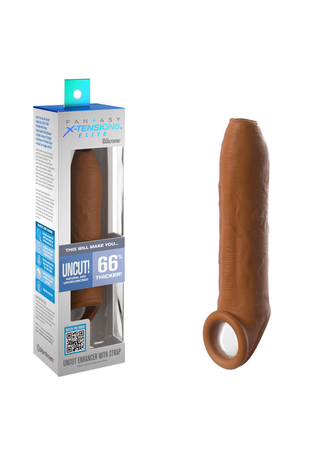 Fantasy X-Tensions Elite Uncut Enhancer with Strap - Tan - Tan 17.8 cm Penis Extender Sleeve
