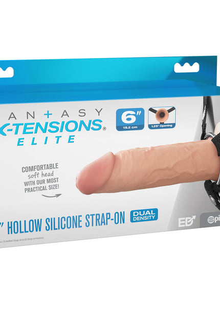 FX Elite 6'' Silicone Hollow Strap-On - Flesh - Flesh 15.2 cm Hollow Strap-On