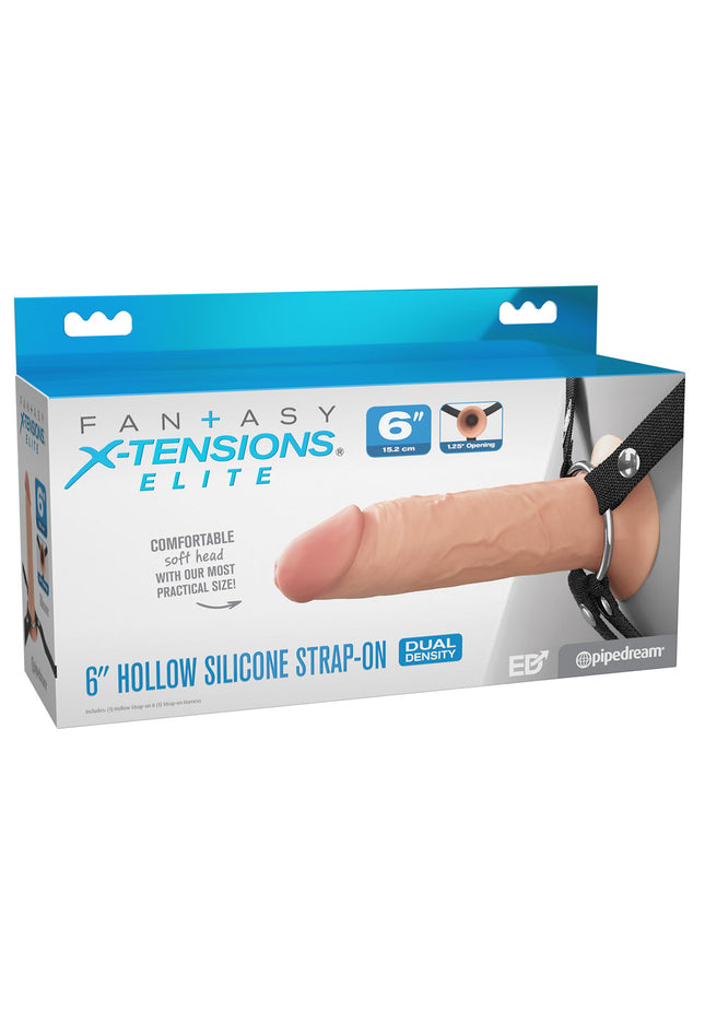 FX Elite 6'' Silicone Hollow Strap-On - Flesh - Flesh 15.2 cm Hollow Strap-On