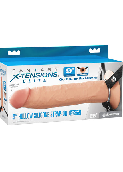 Fantasy X-Tensions Elite 9'' Silicone Hollow Strap-On - Flesh - Flesh 22.9 cm Hollow Strap-On