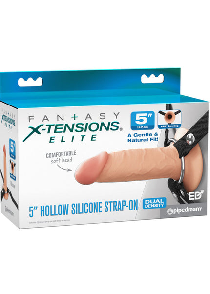 Fantasy X-Tensions Elite 5'' Silicone Hollow Strap-On - Flesh - Flesh 14 cm Hollow Strap-On