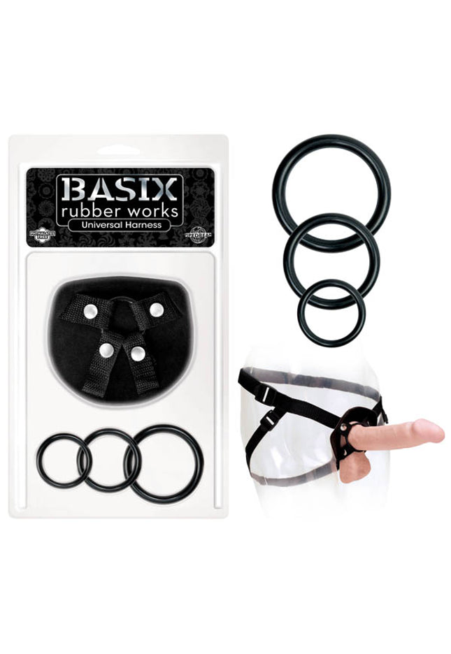Basix Rubber Works Universal Harness - Black Strap-On Harness (No Probe Included)