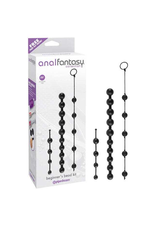 Anal Fantasy Collection Beginner's Bead Kit - Black Anal Beads - Set of 3 Cords