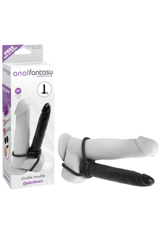 Anal Fantasy Collection Double Trouble - Black 13.1 cm (5.25'') Anal Dong & Cock Ring